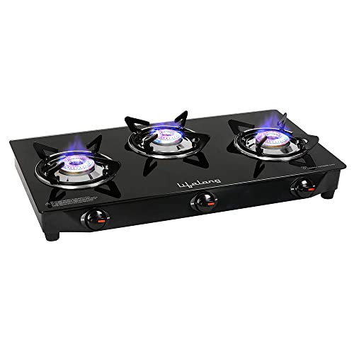 Lifelong 3 Burner Gas Stove Top for Kitchen - Manual...