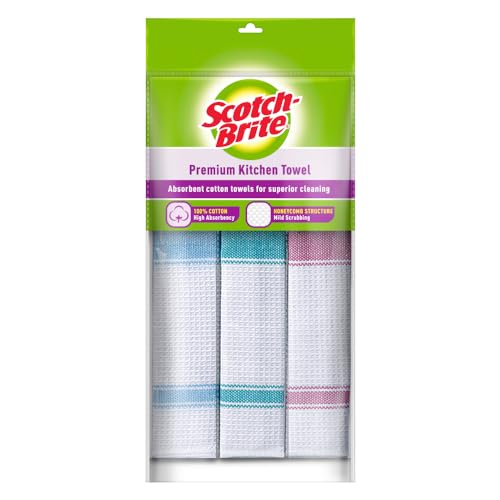 Scotch-Brite Cotton Kitchen Towels (Green, Pack of 3)...